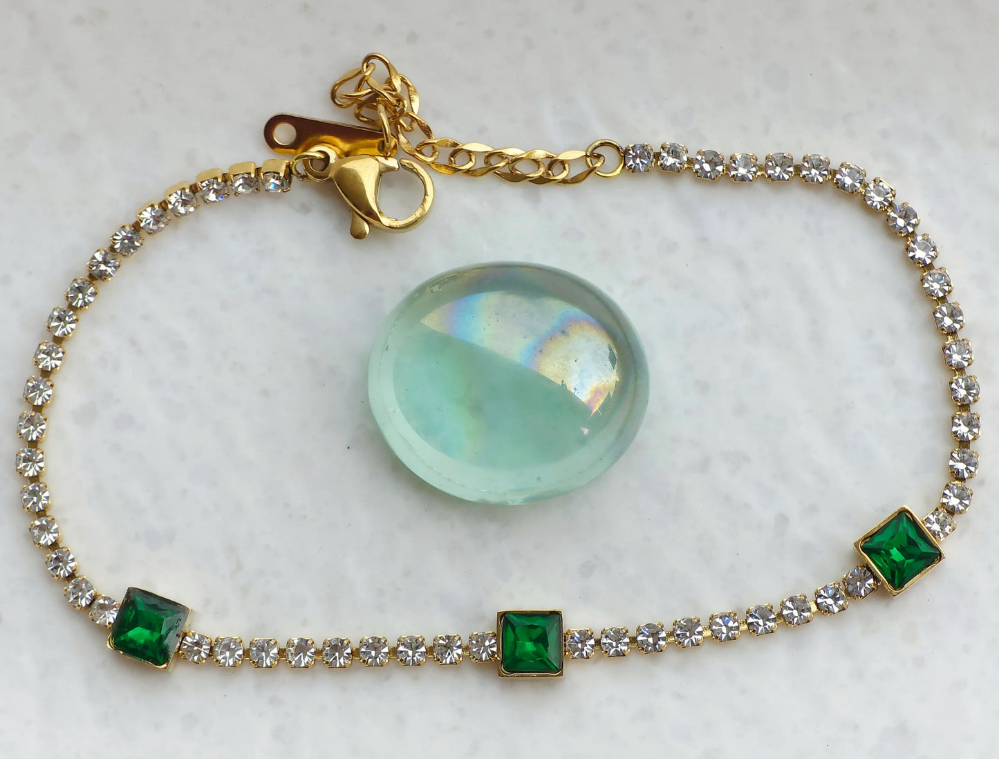 Alva Green 18K Gold Plated Bracelet | Artisanal Handmade Jewellery - Artisanal Jewellery