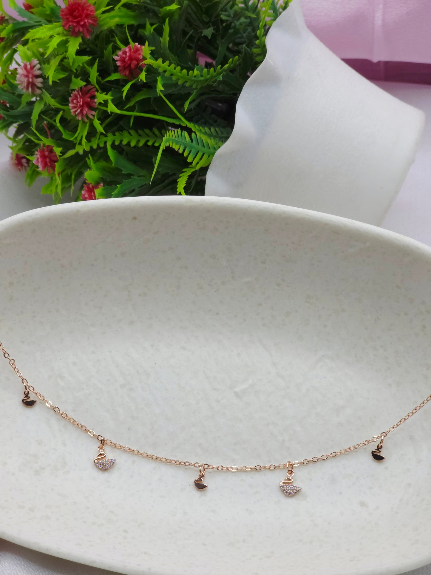 duck charm Rosegold Plated nacklace - Artisanal Jewellery