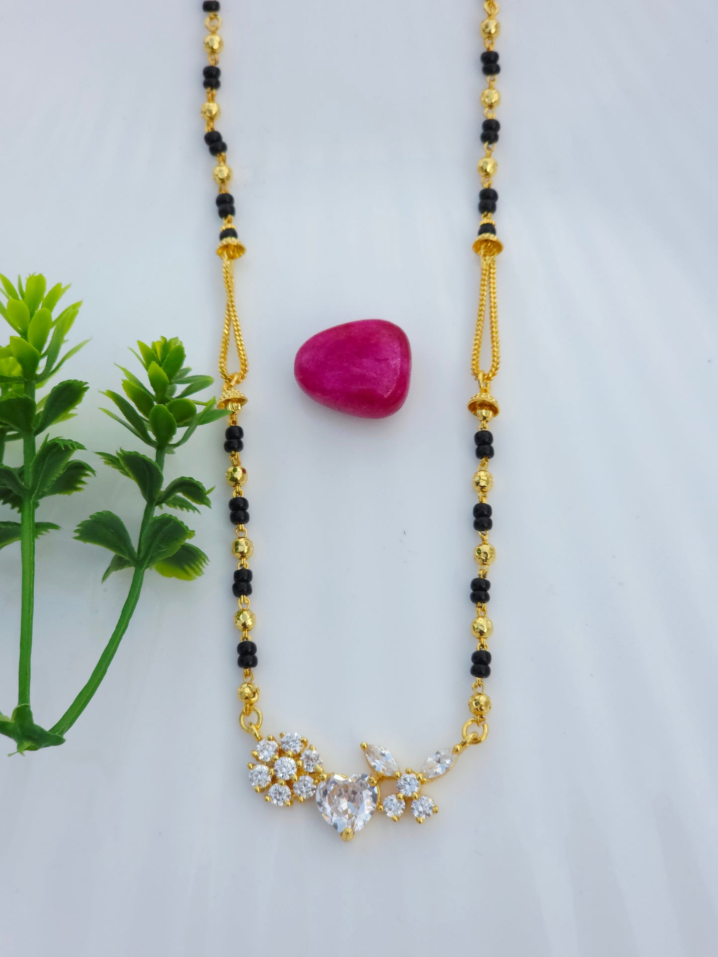 Heart Flower 18K Gold-Plated Mangalsutra | Artisanal Handmade Jewellery - Artisanal Jewellery