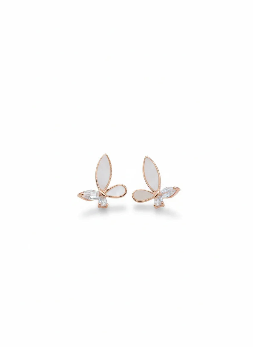 Charm Butterfly Rose Gold-Plated Earrings | Artisanal Handmade Jewellery - Artisanal Jewellery