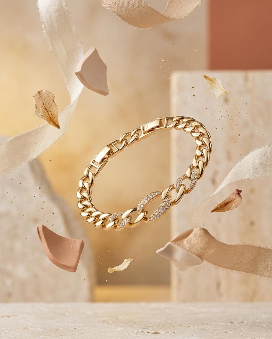 Imperial Link Bracelet – Gold Crystal Chain Bracelet