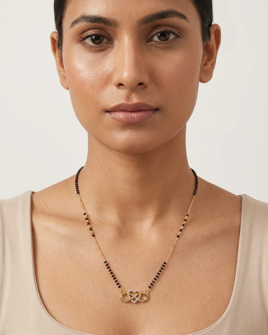 Infinity Heart Black Bead Mangalsutra