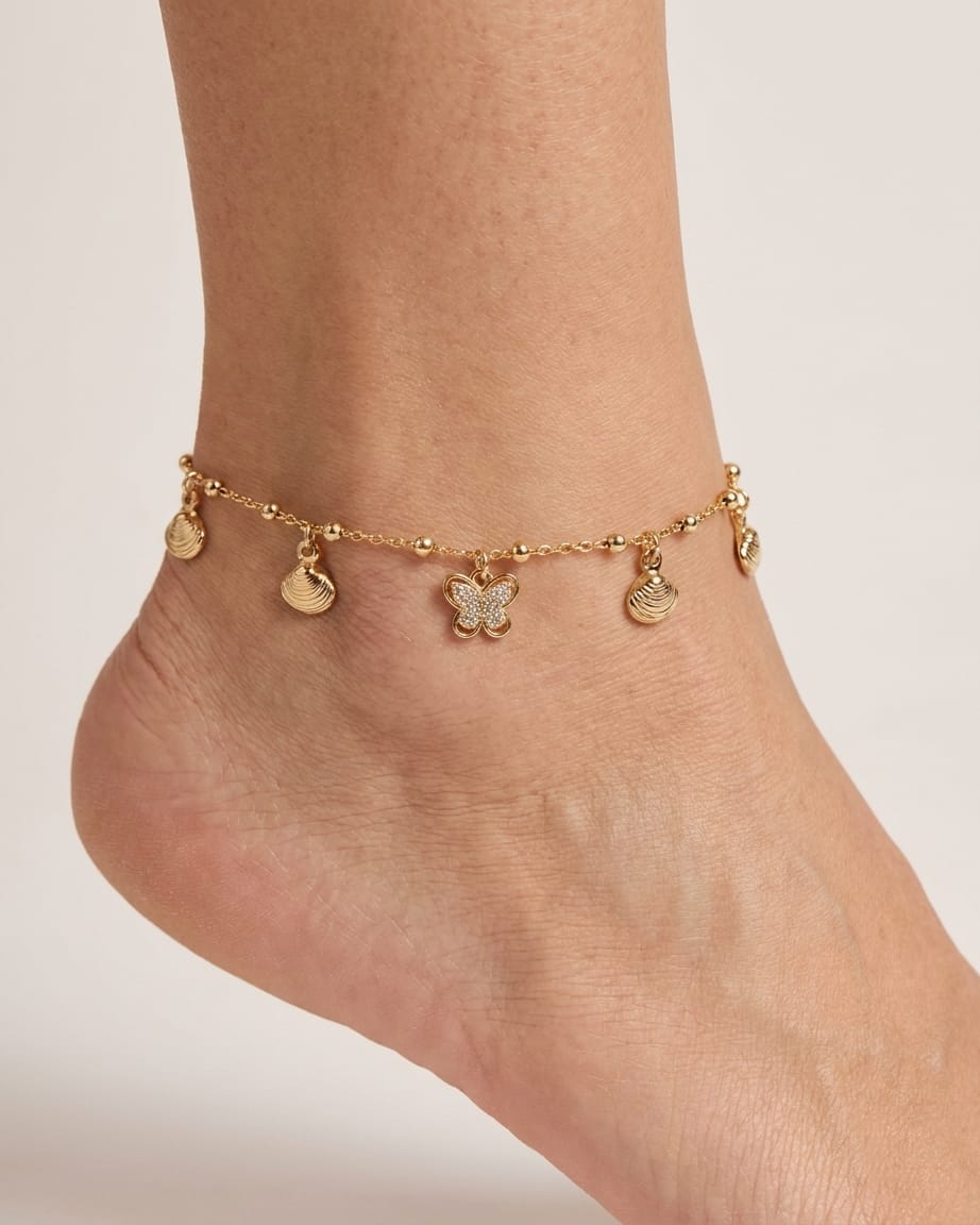 Golden Butterfly Charm Anklet