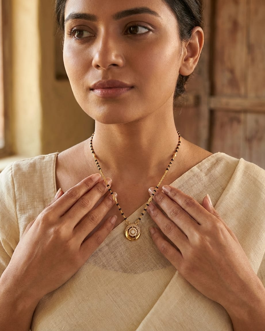 Celestial Halo 18K Gold Plated Mangalsutra Necklace
