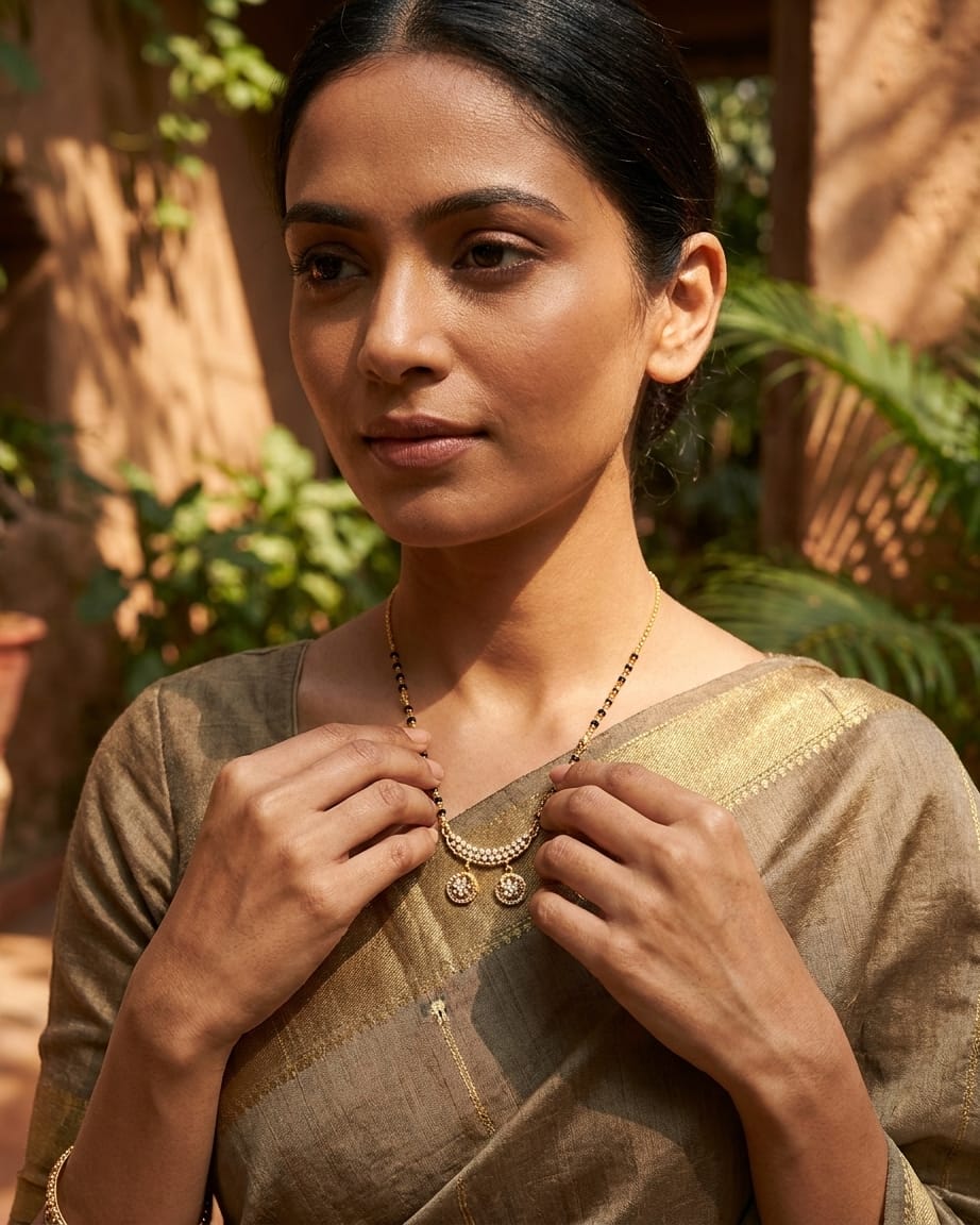 Celestial Dual Charm 18K Gold Plated Mangalsutra Necklace