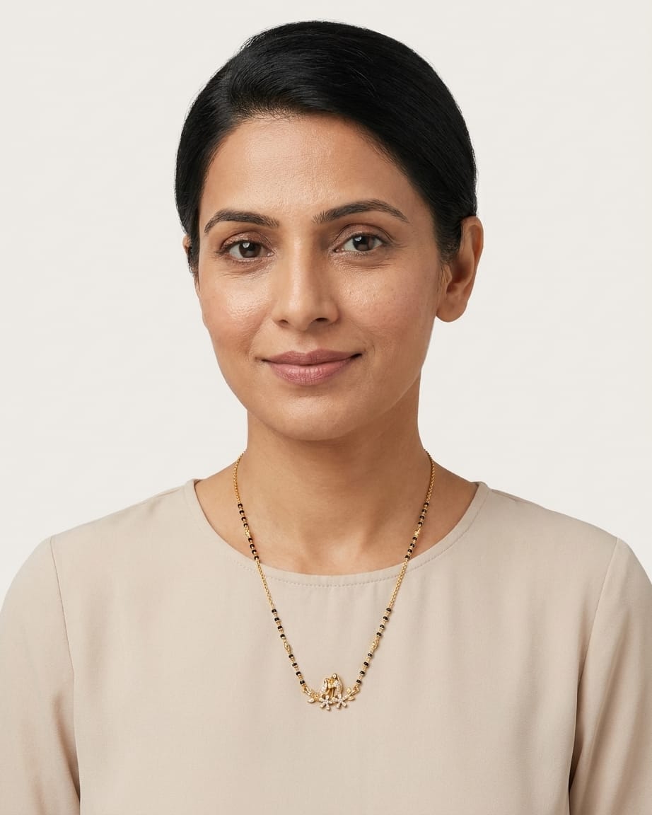 Love Birds 18K Gold Plated CZ Mangalsutra Necklace