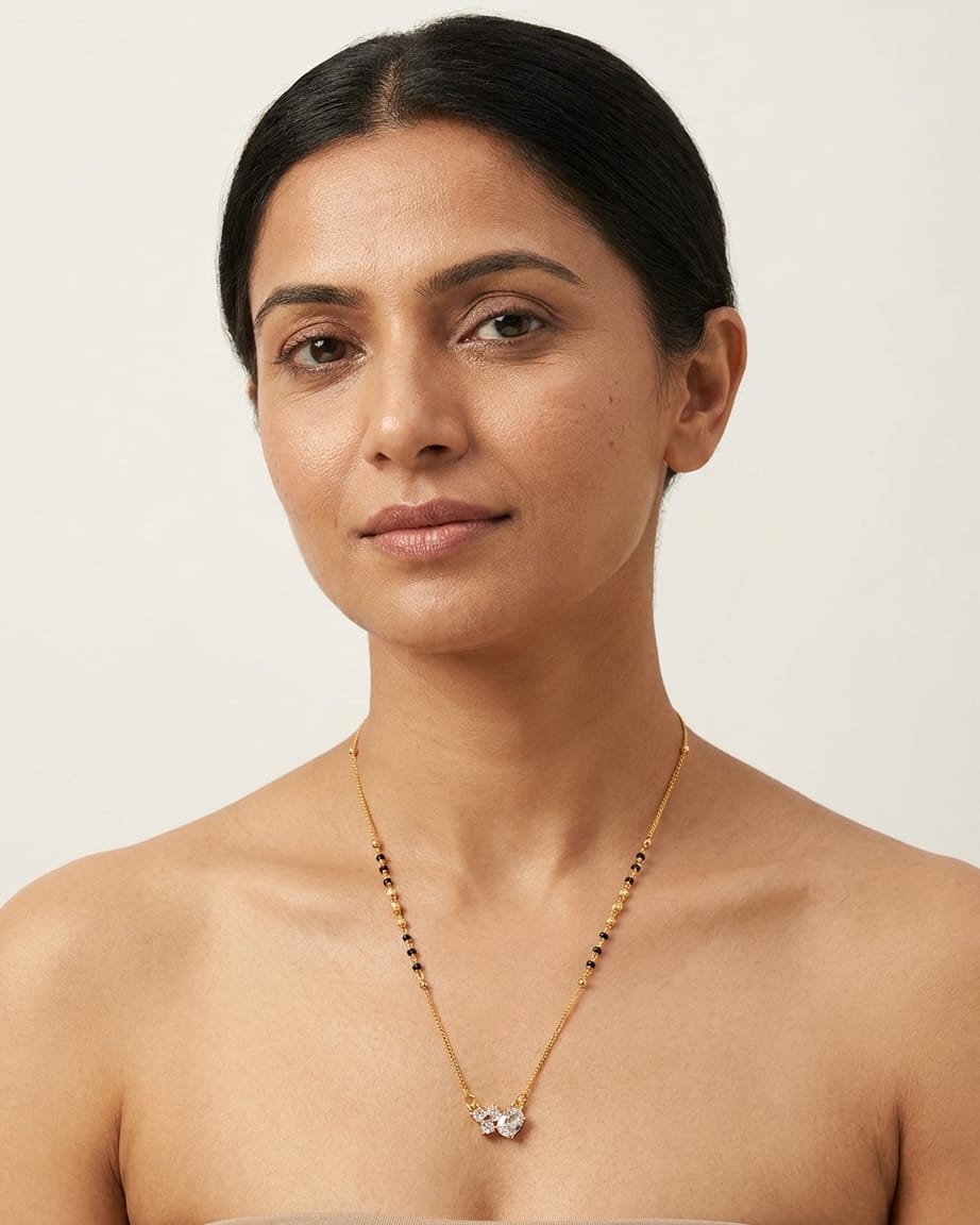 Elara 18K Gold Plated Crystal Bow Mangalsutra Necklace