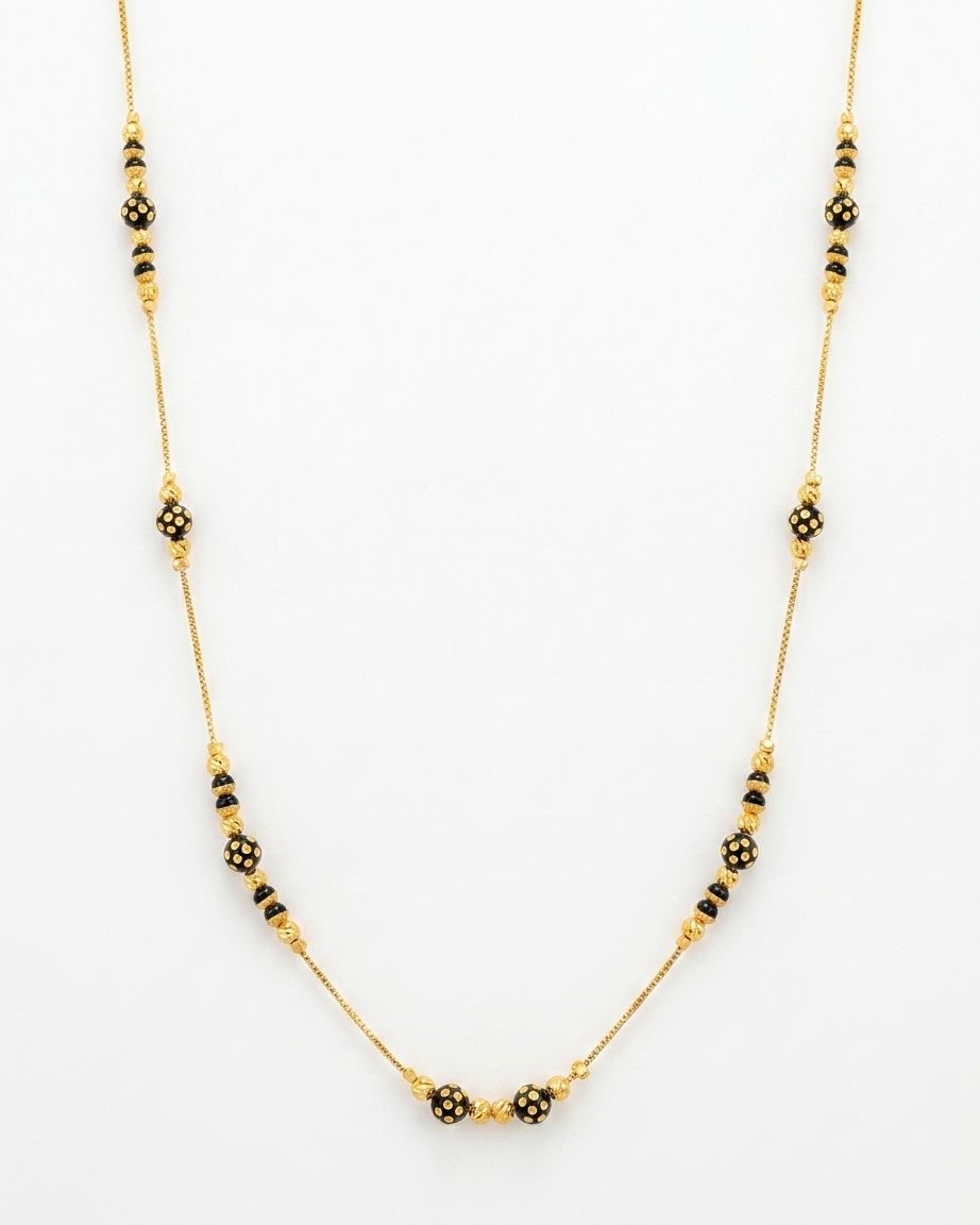 Elegant Black & Gold Beaded Mangalsutra Necklace