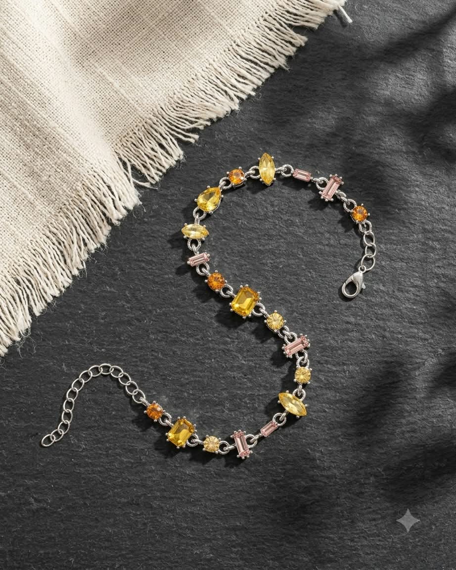 Golden Amber Crystal Elegance Bracelet