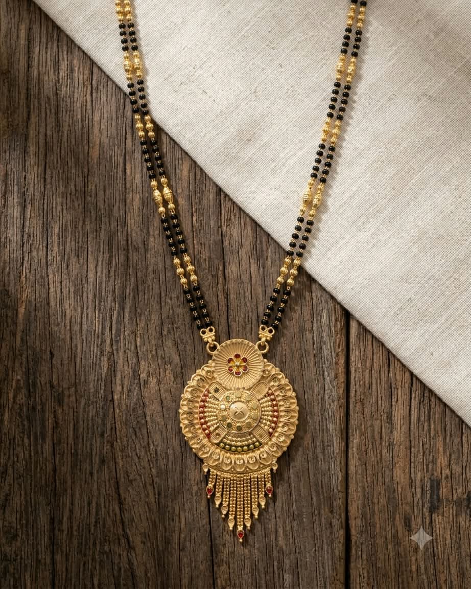 Traditional Gold & Black Beaded Mangalsutra