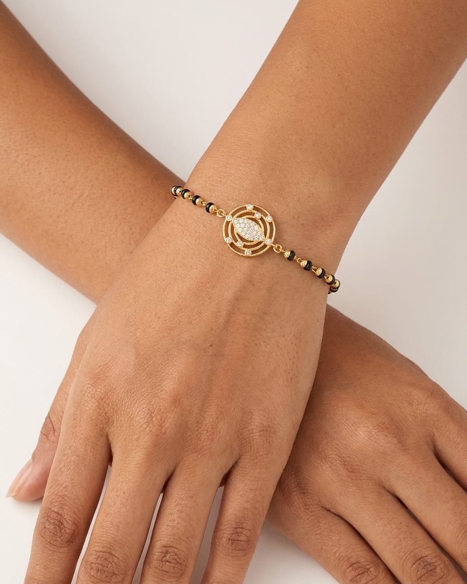 Aurelia 18K Gold Plated Evil Eye CZ Mangalsutra Bracelet