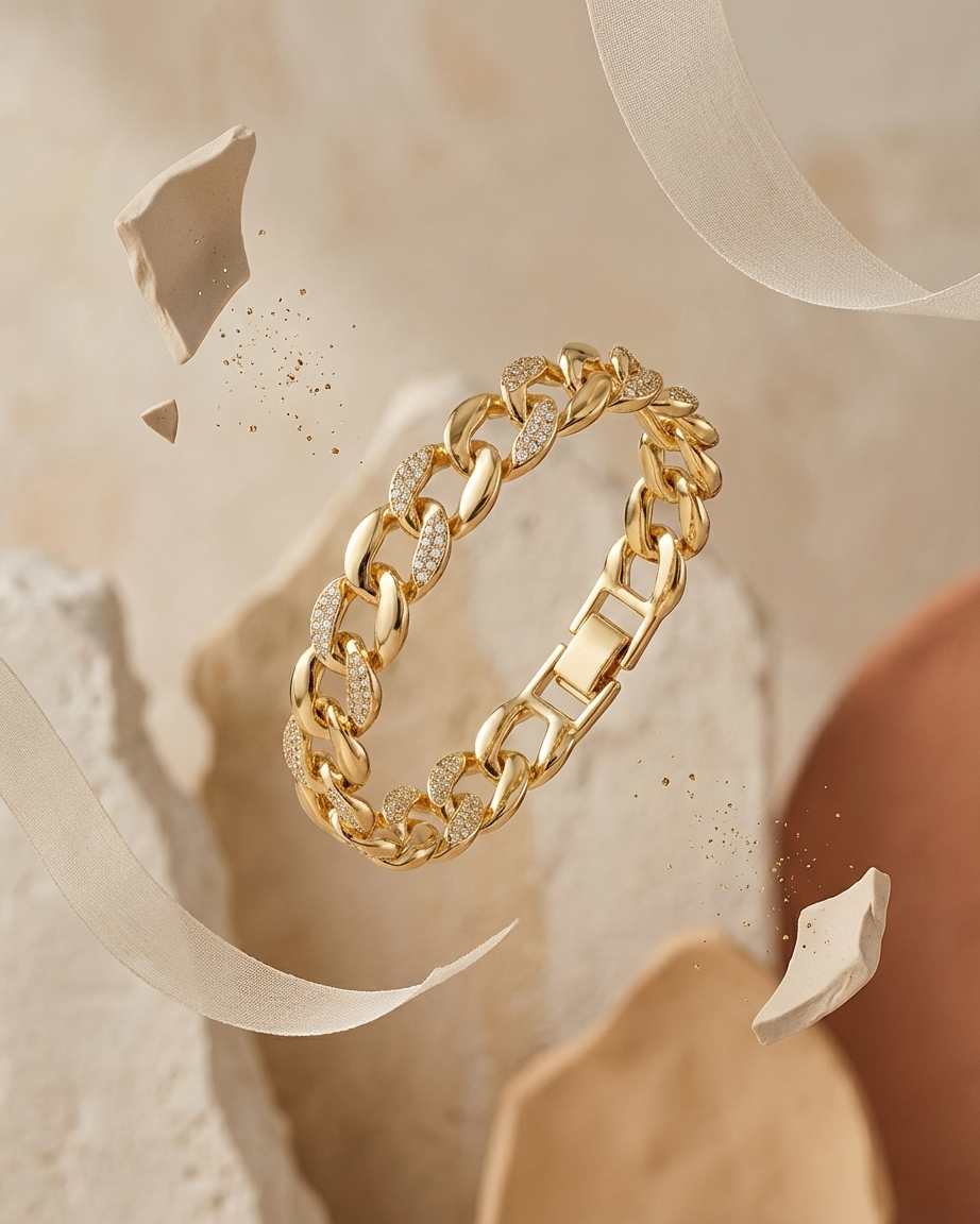 Luna Luxe Bracelet – Gold Crystal Cuban Link Bracelet