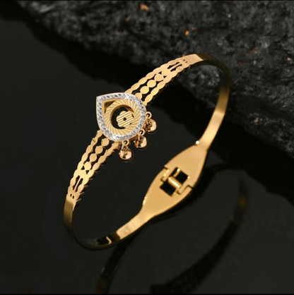 Sakshi 18K Gold Plated Bracelet Kada | Artisanal Handmade Jewellery - Artisanal Jewellery