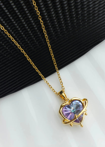 Blue Heart Gold Necklace - Artisanal Jewellery
