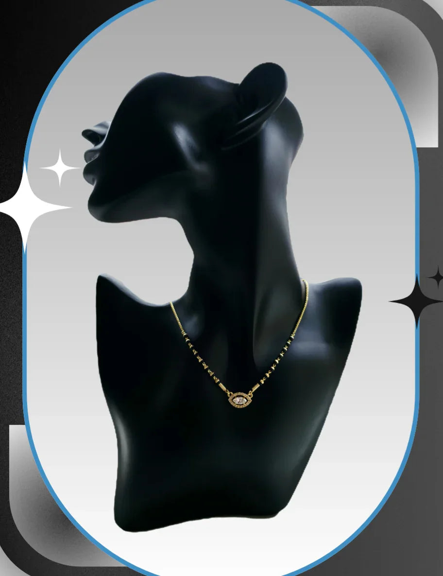 Eye CZ Pendant 18K Gold-Plated Mangalsutra | Handmade Artisan Jewellery - Artisanal Jewellery