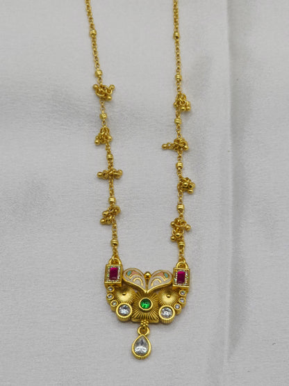 Ava Swarovski Jadtar 18K Gold-Plated Chain-Pendant | Artisanal Jewellery - Artisanal Jewellery