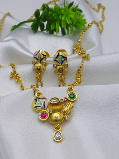 Sahrish Swarovski Jadtar 18K Gold-Plated Chain-Pendant | Artisanal Jewellery - Artisanal Jewellery