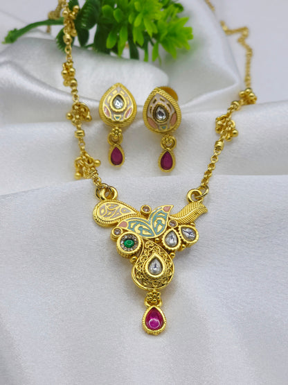 Xuxisa Swarovski Jadtar 18K Gold-Plated Chain-Pendant | Artisanal Jewellery - Artisanal Jewellery