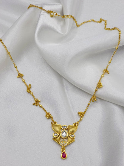 Dania Swarovski Jadtar 18K Gold-Plated Chain-Pendant | Artisanal Jewellery - Artisanal Jewellery