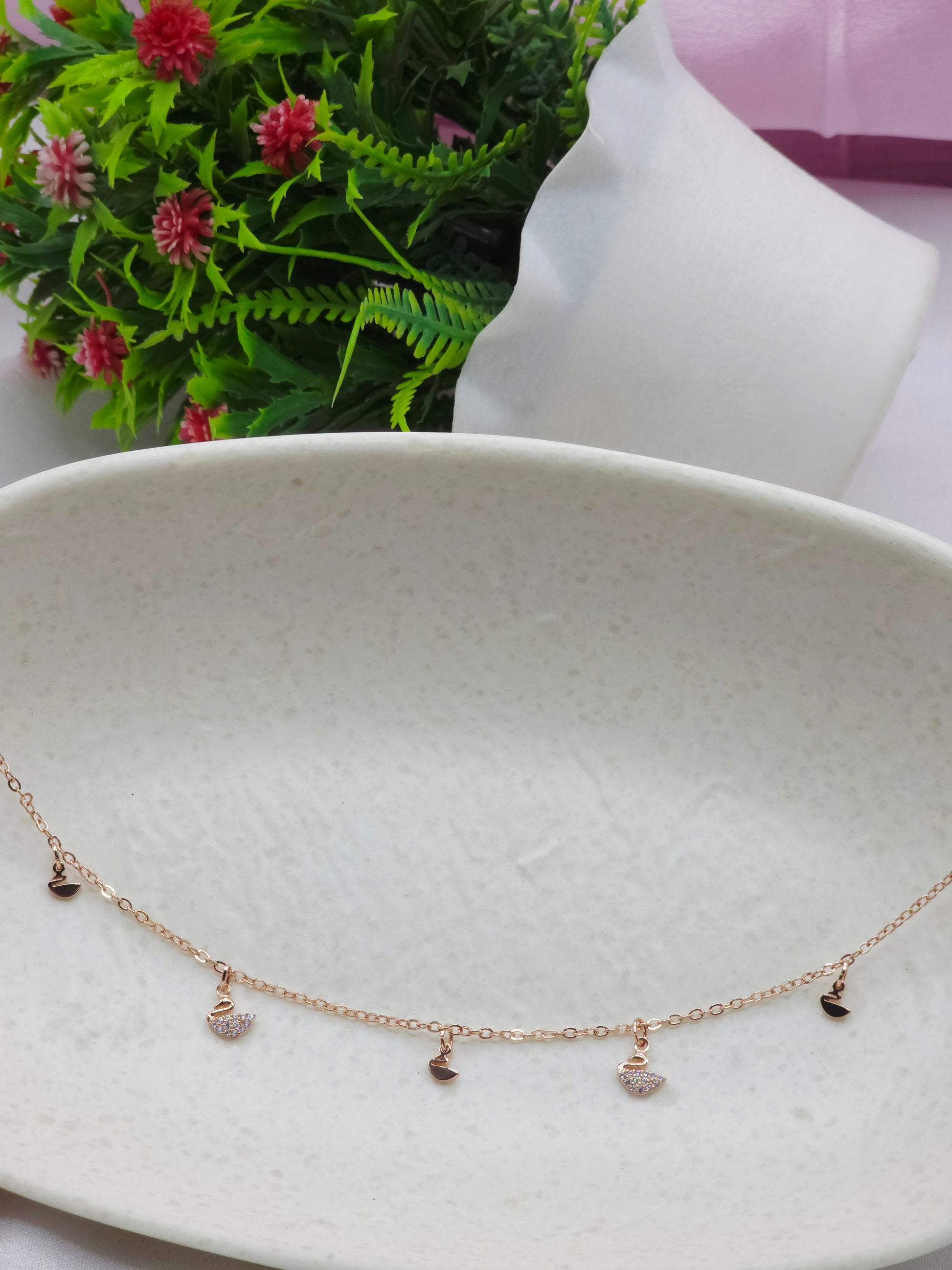 duck charm Rosegold Plated nacklace - Artisanal Jewellery