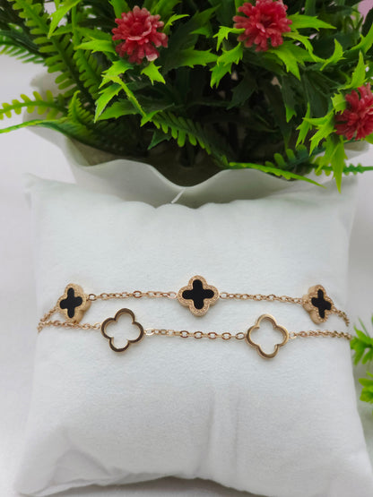 Charm Double Chain Rosegold Plated Bracelet | Artisanal Handmade Jewellery - Artisanal Jewellery
