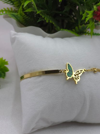Butterfly Chain Kada 18K Gold Plated Bracelet | Artisanal Handmade Jewellery - Artisanal Jewellery