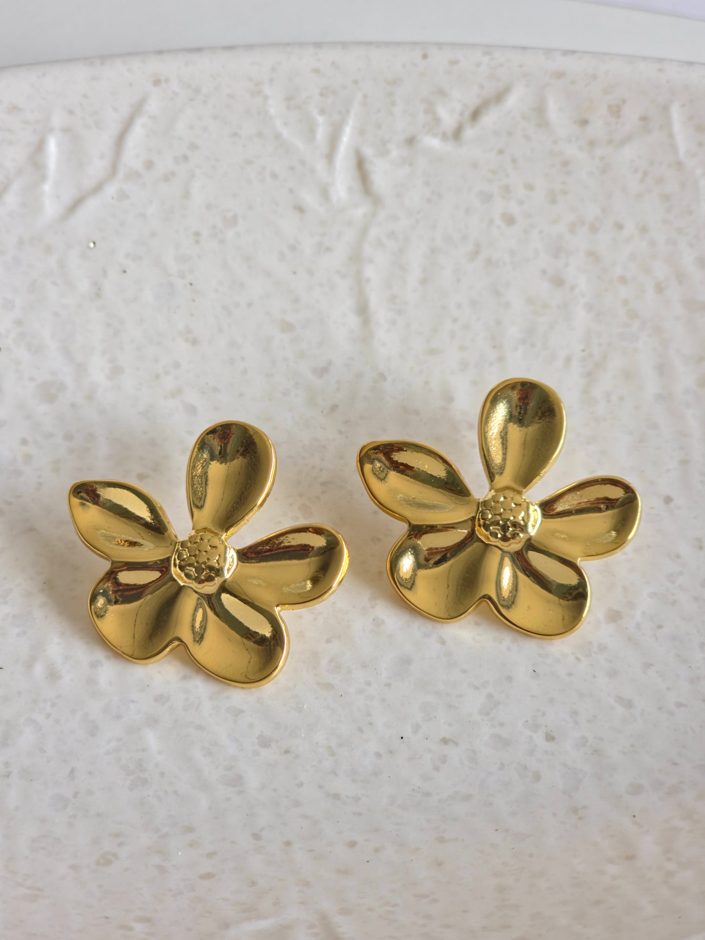 Handcrafted Gold Floral Stud Earrings – Minimal Artisanal Statement