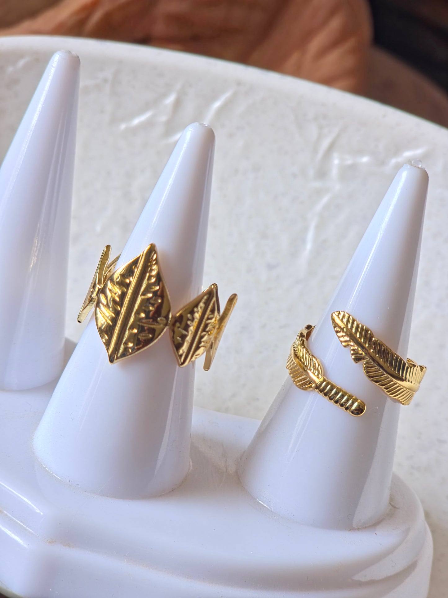 Handcrafted Gold Leaf Ring Set – Nature-Inspired Artisanal Design