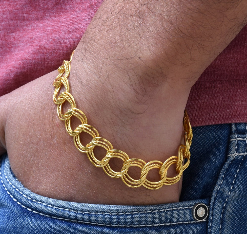 Ring Into Ring Amazing Design Gold Plated Bracelet for Men