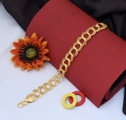 Ring Into Ring Amazing Design Gold Plated Bracelet for Men