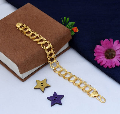 Ring Into Ring Amazing Design Gold Plated Bracelet for Men