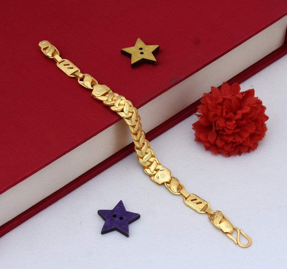 1 Gram Gold Plated Latest Design Pokal Bracelet for Men