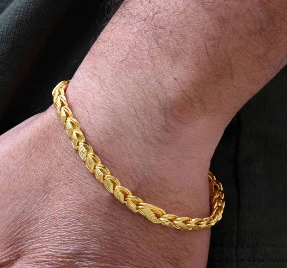 1 Gram Gold Plated Fancy Designer Bracelet for Men