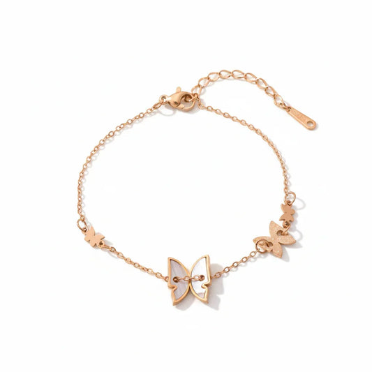 Butterfly Rosegold Plated Bracelet | Artisanal Handmade Jewellery - Artisanal Jewellery