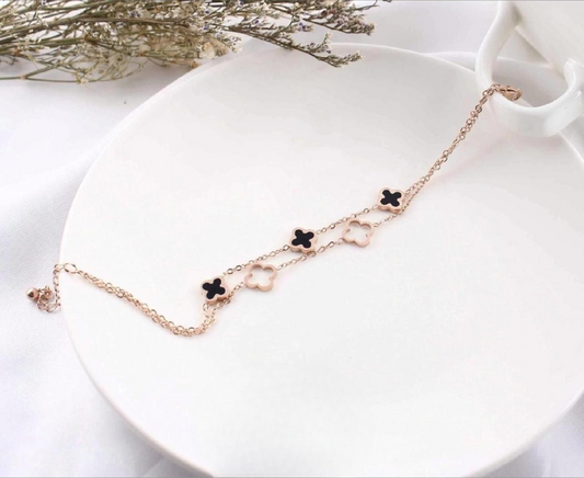 Charm Double Chain Rosegold Plated Bracelet | Artisanal Handmade Jewellery - Artisanal Jewellery