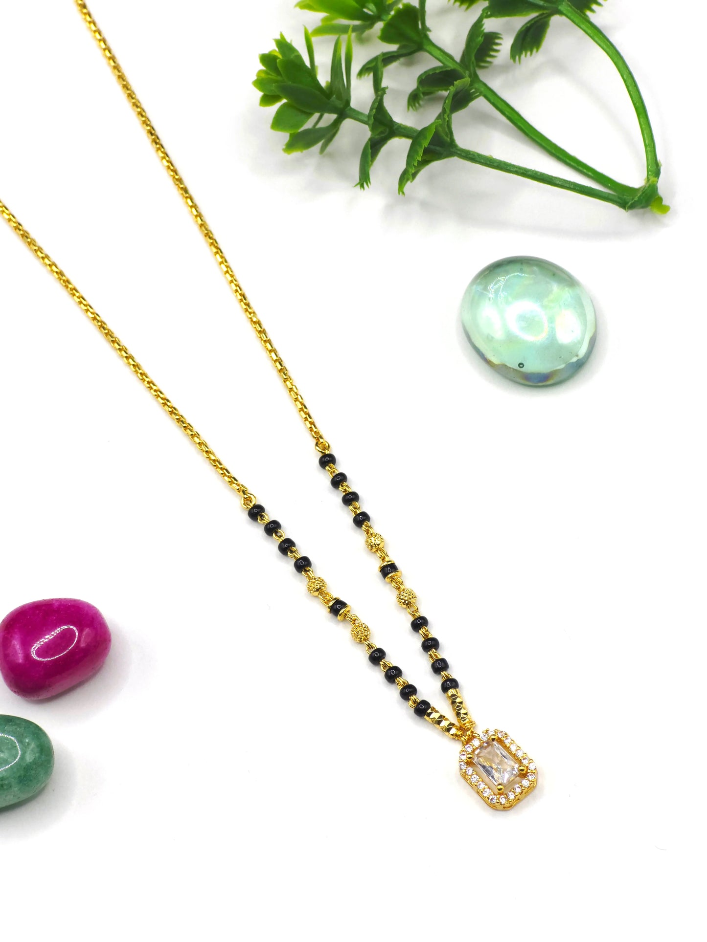 Crystal Cube 18K Gold-Plated Mangalsutra | Artisanal Handmade Jewellery - Artisanal Jewellery