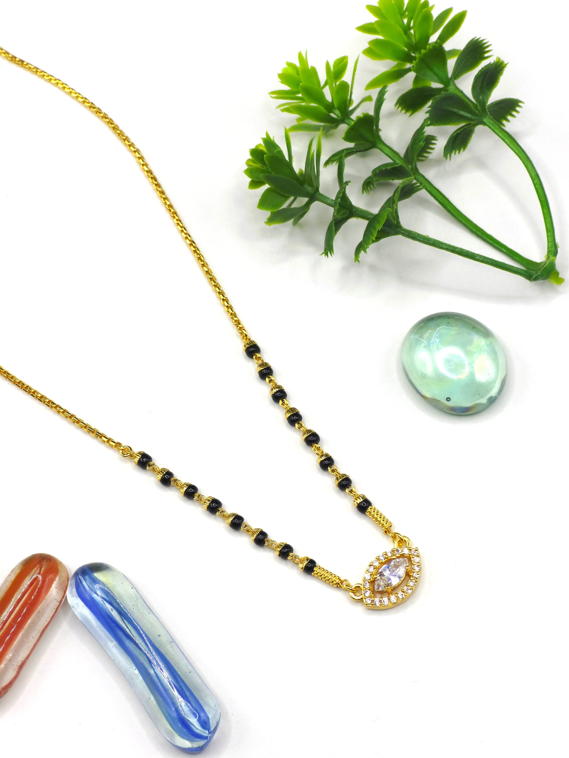 Eye CZ Pendant 18K Gold-Plated Mangalsutra | Handmade Artisan Jewellery - Artisanal Jewellery