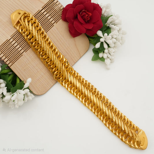 Royal Multi-Line Shini Gold Plated Bracelet for Men