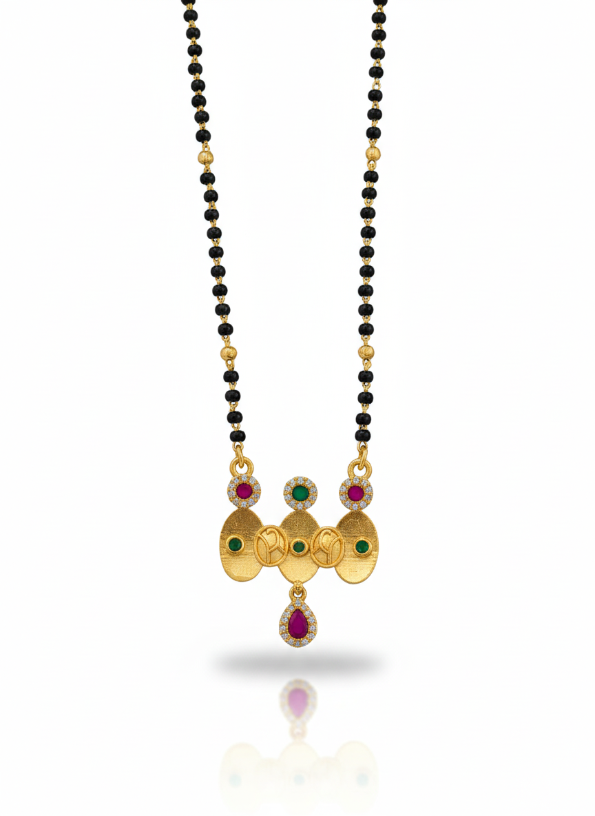Handcrafted Artisanal Mangalsutra with Ruby & Emerald Accents