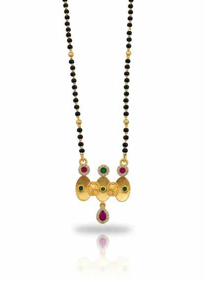 Handcrafted Artisanal Mangalsutra with Ruby & Emerald Accents