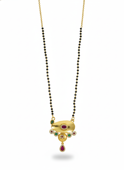 Heritage Artisanal Mangalsutra with Ruby, Emerald & Floral Accents