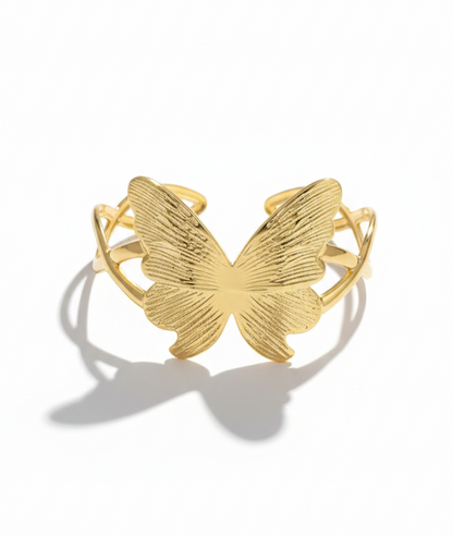 Gold Butterfly Cuff Bracelet – Elegant Designer Open Bangle for Women