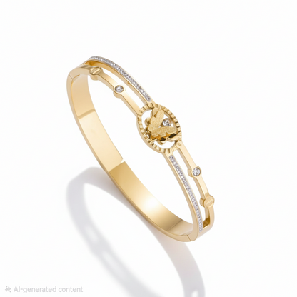 Gold-Plated Butterfly Cuff Bracelet with Crystal Detailing | Elegant Women Bracelet