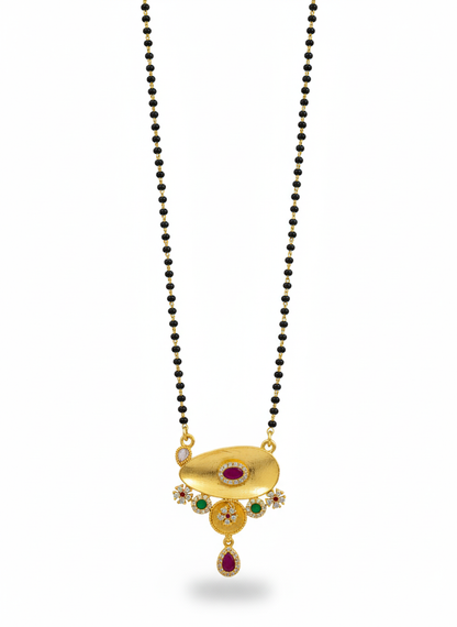Heritage Artisanal Mangalsutra with Ruby, Emerald & Floral Accents