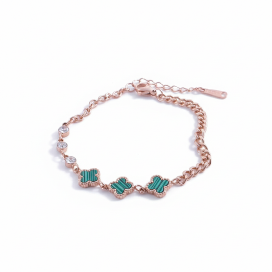 Green Quban Rosegold Plated Bracelet | Artisanal Jewellery - Artisanal Jewellery