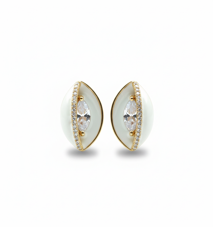 Half Eyes Rose Gold-Plated Earrings | Artisanal Handmade Jewellery - Artisanal Jewellery