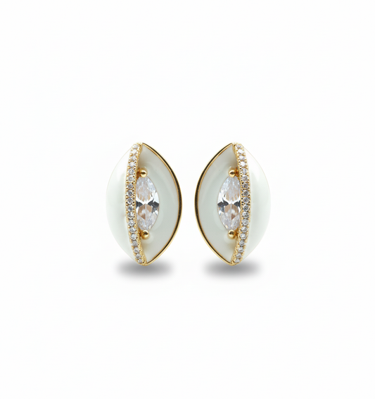 Half Eyes Rose Gold-Plated Earrings | Artisanal Handmade Jewellery - Artisanal Jewellery