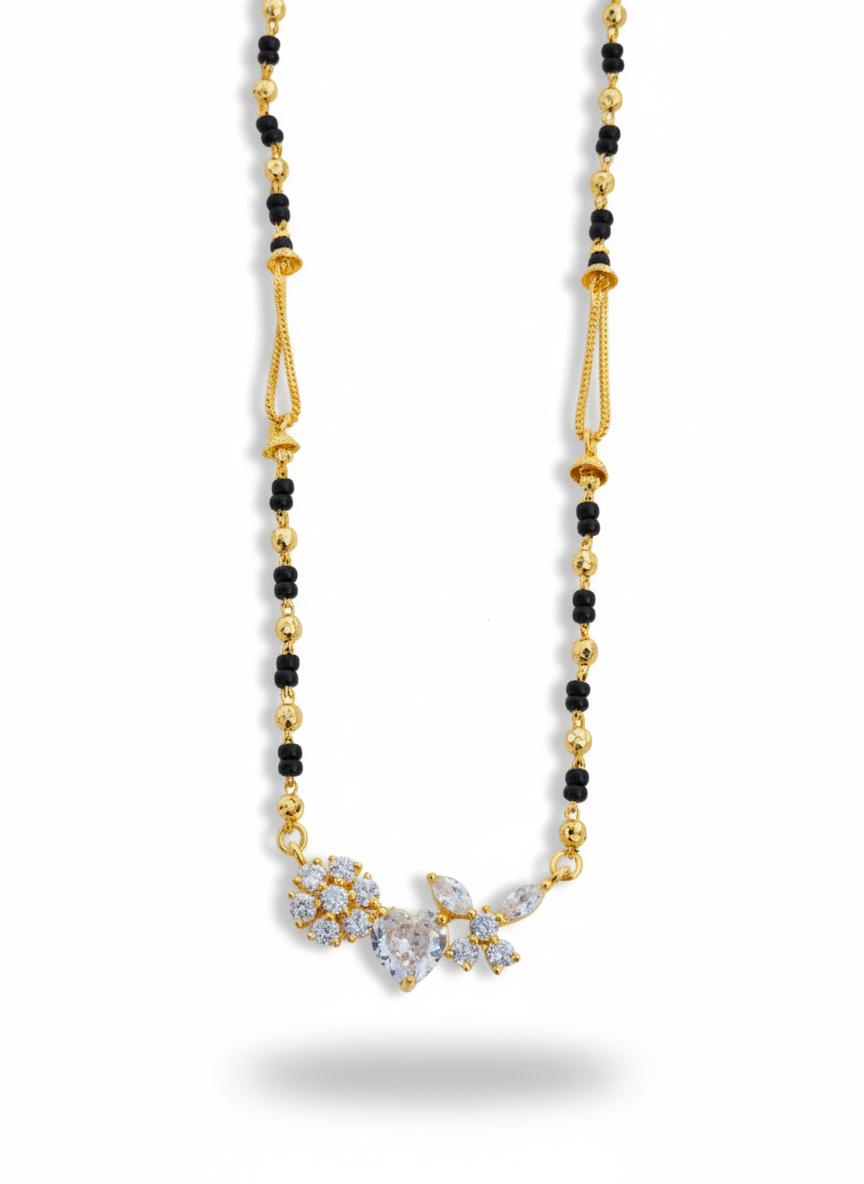 Heart Flower 18K Gold-Plated Mangalsutra | Artisanal Handmade Jewellery - Artisanal Jewellery