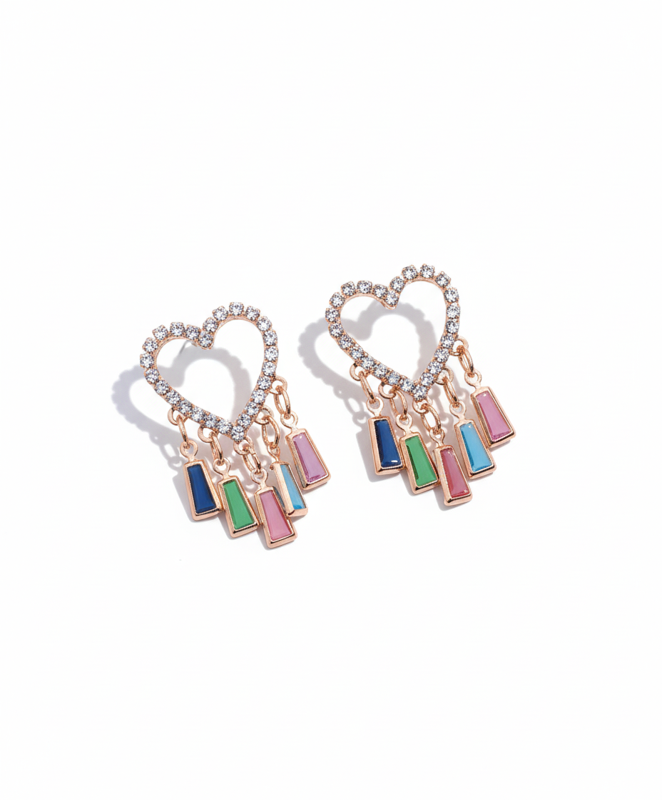 Heart of Luxury Rose Gold-Plated Earrings | Artisanal Handmade Jewellery - Artisanal Jewellery