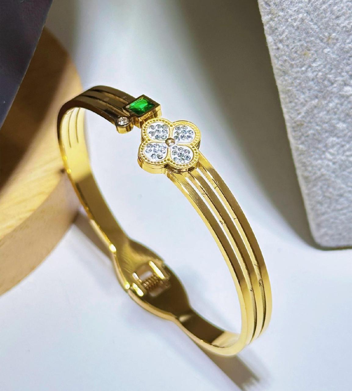 Nyra 18K Gold Plated Bracelet Kada | Artisanal Handmade Jewellery - Artisanal Jewellery